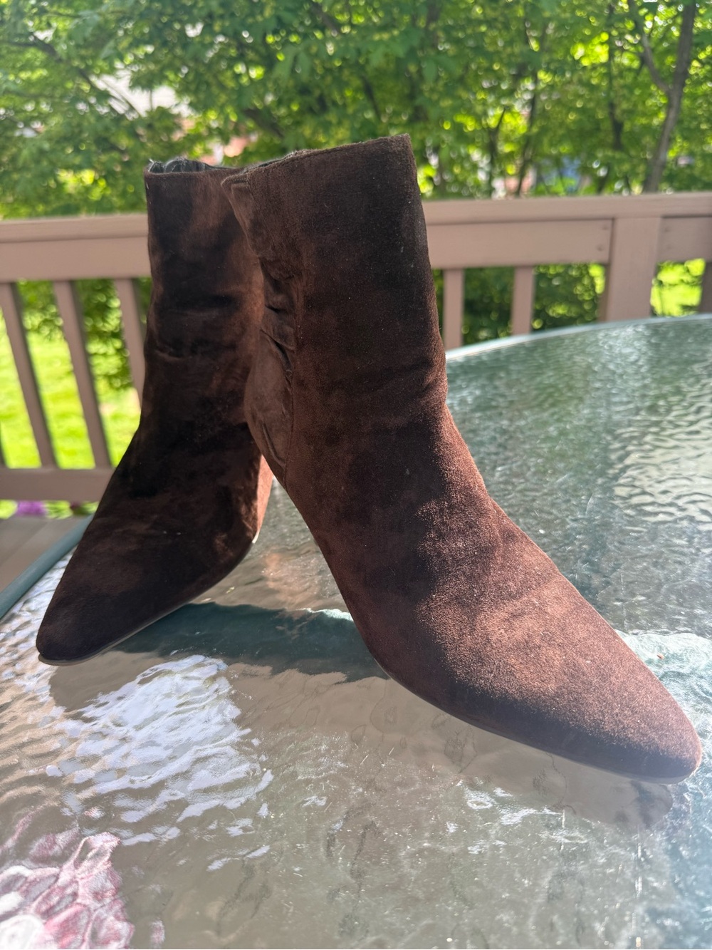 Women's Brown Suede Pointed-Toe Ankle Boots